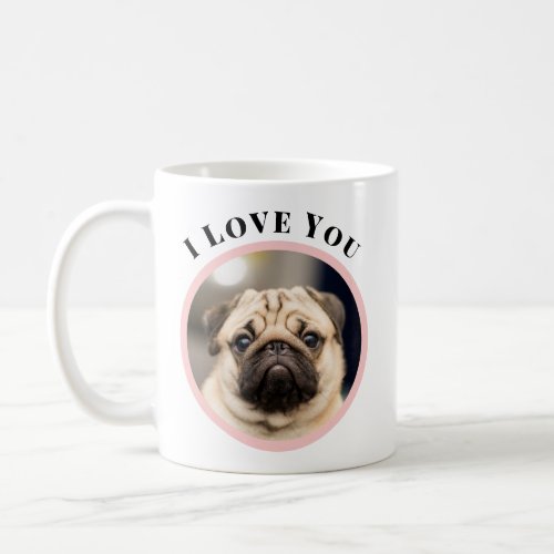 Cute Pet Dog Photo in Blush Pink Circle Frame Coffee Mug