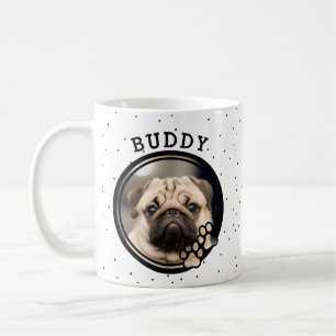 Cute Pet Dog Photo in Double Borders Circle Frame Coffee Mug