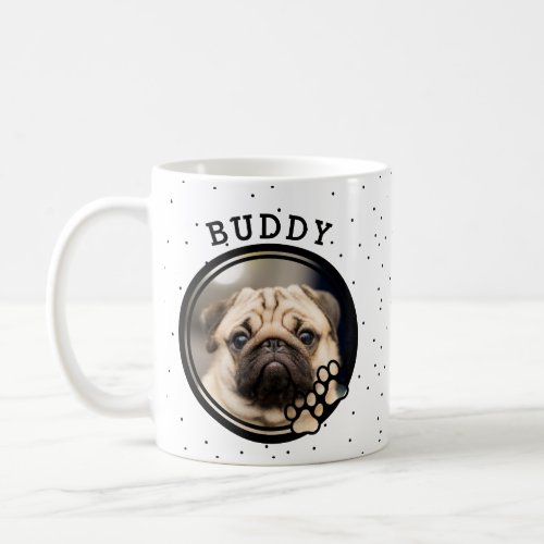 Cute Pet Dog Photo in Double Borders Circle Frame Coffee Mug