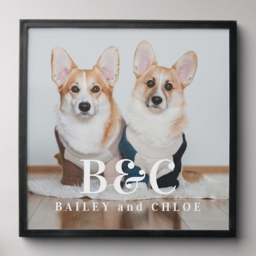 Cute Pet Dog Photo Monogram Names Keepsake Peel And Stick Photo Tile