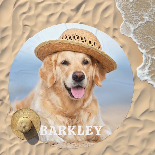 Cute Pet Dog Photo Personalized Simple Fun Round Beach Towel (Beach)