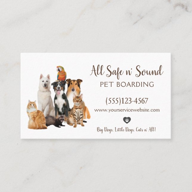 Cute Pet Dog Sitting Boarding Daycare Service Business Card (Front)
