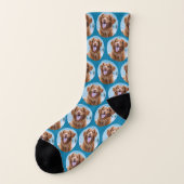 Cute Pet Dog Teal Blue Photo Socks (Left Outside)