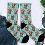 Cute Pet Dog Teal Green Photo Socks<br><div class="desc">Surprise the dog lover whether its a birthday,  Mothers day or Christmas with these super cute pet photo all over print socks. They'll be a favorite of all dog lovers.  COPYRIGHT © 2020 Judy Burrows,  Black Dog Art - All Rights Reserved</div>