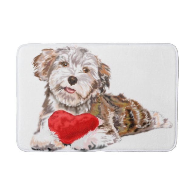 Cute Pet Dog with Heart Gift Bath Mat (Front)