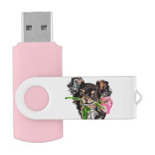 Cute Pet Dog with Rose Gift Funny Flash Drive