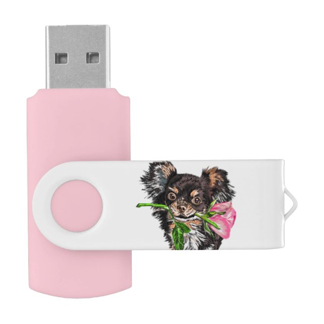 Cute Pet Dog with Rose Gift Funny Flash Drive (Opened)