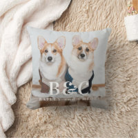 Cute Pet Friends Dog Lover Monogram Photo Pillow