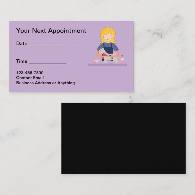 Cute Pet Grooming Appointment Business Cards (Front/Back)