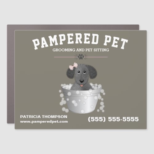 Cute Pet Grooming Business Car Magnet