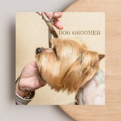 Cute Pet Grooming Care Service Photo  Square Business Card