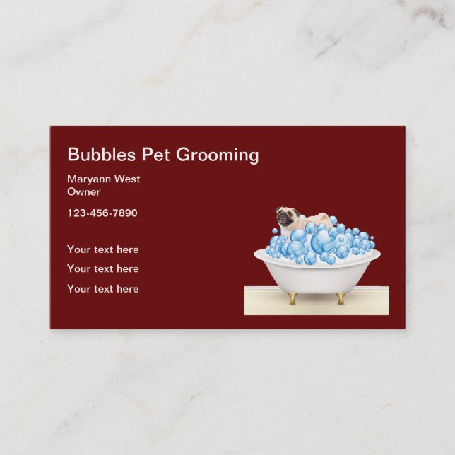 Cute Pet Grooming Service Business Card (Front)