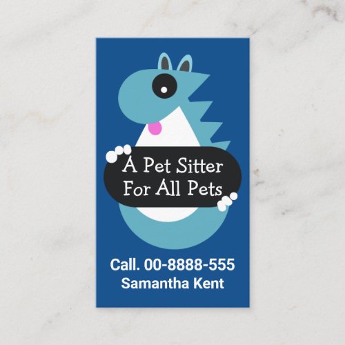 Cute Pet Holding Sitter Placard  Business Card