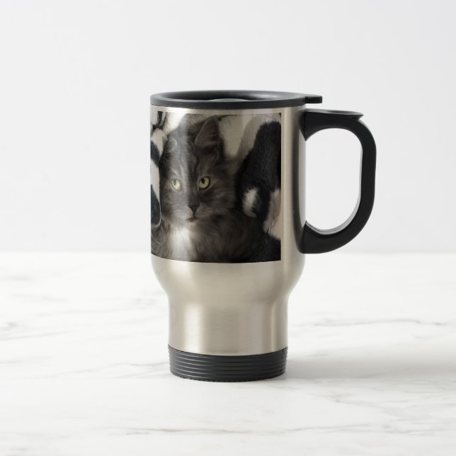 Cute Pet Kitten Cat Peace Love Destiny Travel Mug (Right)