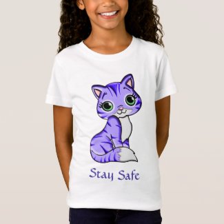 Cute Pet Kitty Cat Says Stay Safe Kids T-Shirt