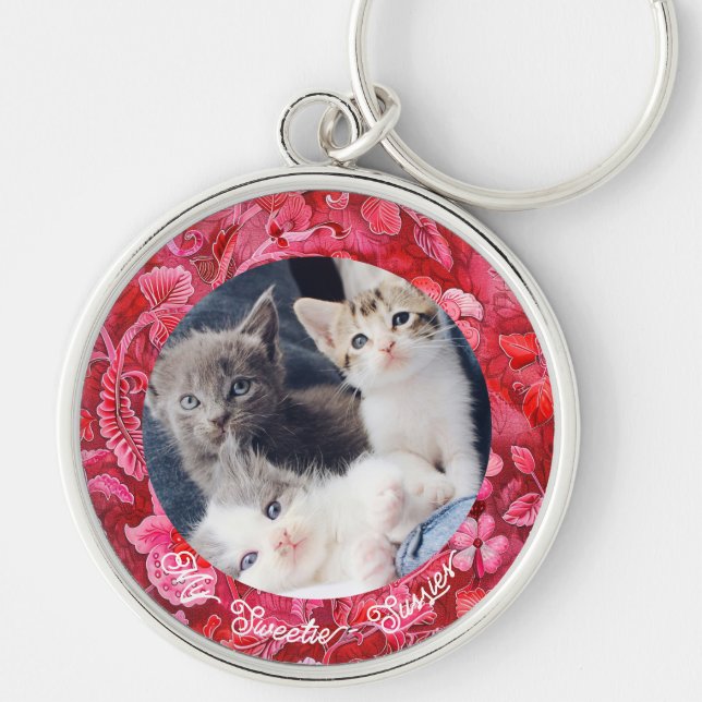 Cute Pet Loss Sympathy Cat Lover Keepsake Keychain (Front)