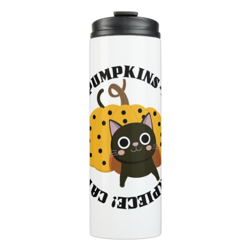 Cute pet love fall halloween pumpkin cat design ts thermal tumbler