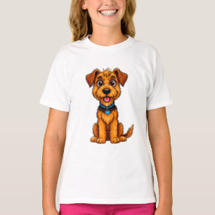 Cute Pet Lover Airedale Terrier Dog Illustration T-Shirt
