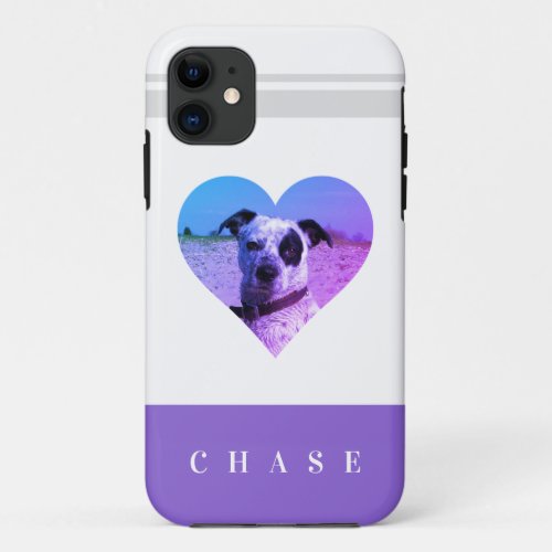 Cute Pet Lover Heart Add Your Photo Name iPhone 11 Case