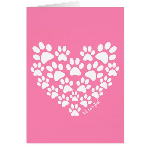 Cute Pet Lover White Pink Heart Paw Print