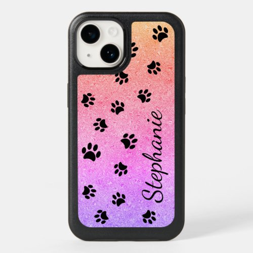 Cute Pet Lovers Rainbow Glitter Custom OtterBox iPhone 14 Case