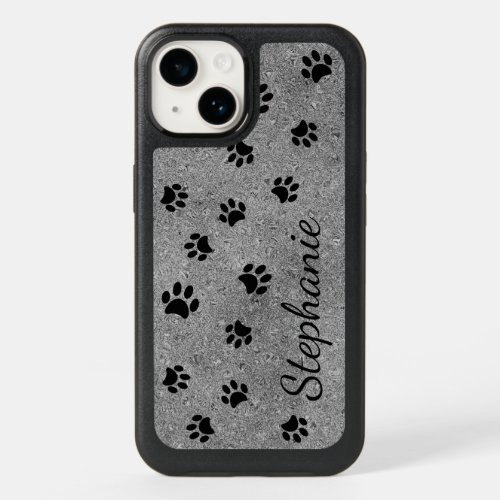 Cute Pet Lovers Silver Glitter Custom OtterBox iPhone 14 Case
