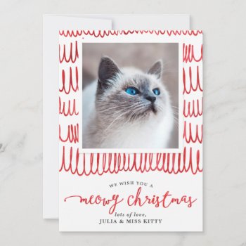 Cute Pet Meowy Christmas Cat Photo Holiday Card by TheSpottedOlive at Zazzle