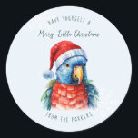 Cute Pet Parrot | Merry Christmas Holiday Classic Round Sticker<br><div class="desc">Stick a finishing touch on your correspondence. Even the postman will flash a smile when he spies the sweet seals that adorn your holiday card envelope. Create beautiful custom envelope seals to add a special touch to all your stationery. Or affix to goodie bags or any other treat! These are...</div>