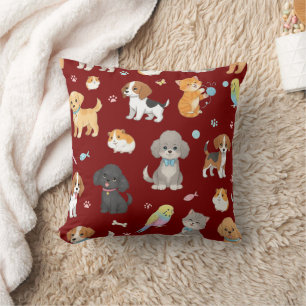 Cute Pet Pattern Throw Pillow