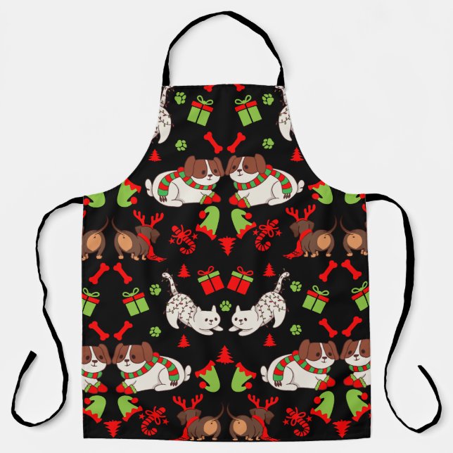 Cute Pet Patterned Christmas Gift  Apron (Front)