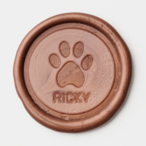 Cute Pet Paw and Name Text Wax Seal Sticker