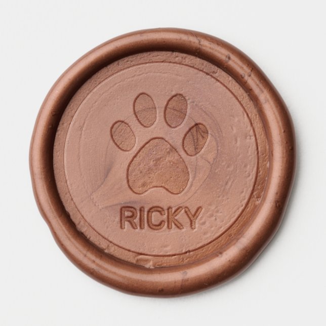 Cute Pet Paw and Name Text Wax Seal Sticker (Front)