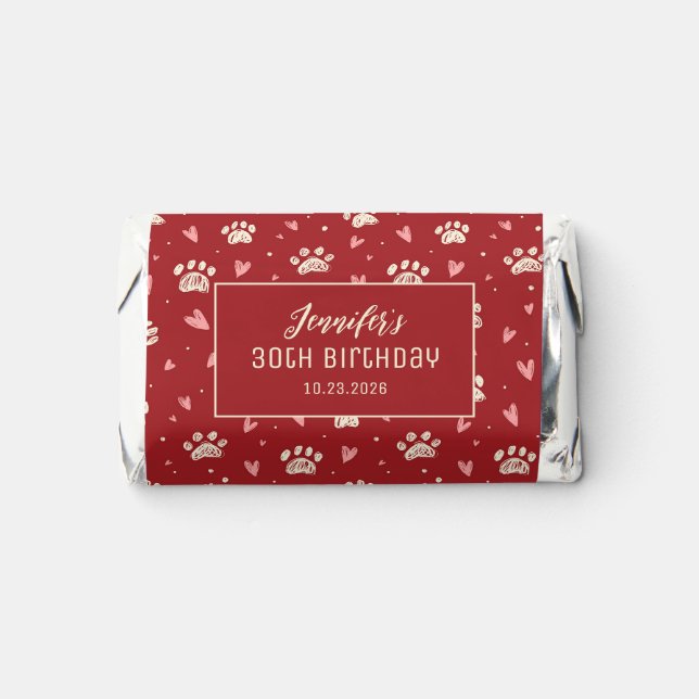 Cute Pet Paw Print and Heart Doodle Pattern Hershey's Miniatures (Front)