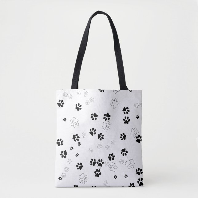 Cute Pet Paw Prints Tote Bag (Front)