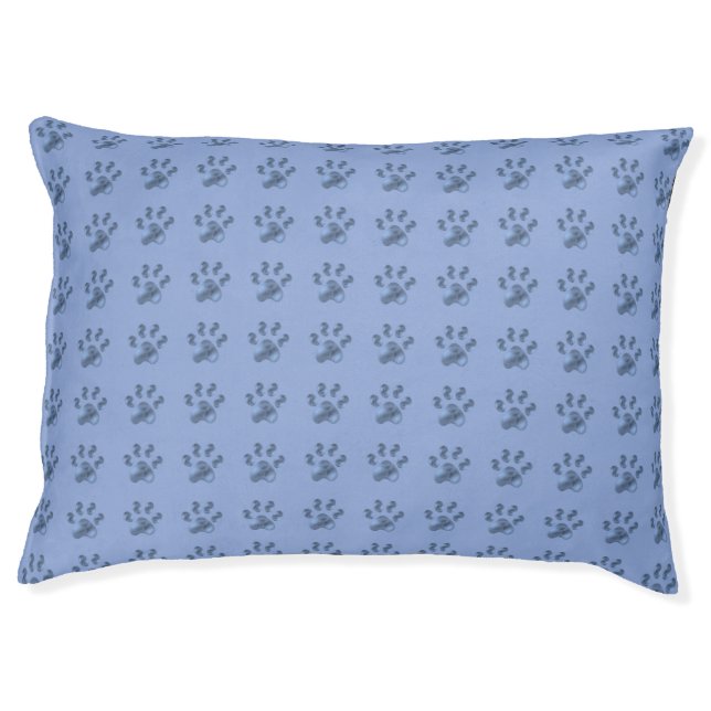 Cute pet paws on sky blue pet bed (Front)