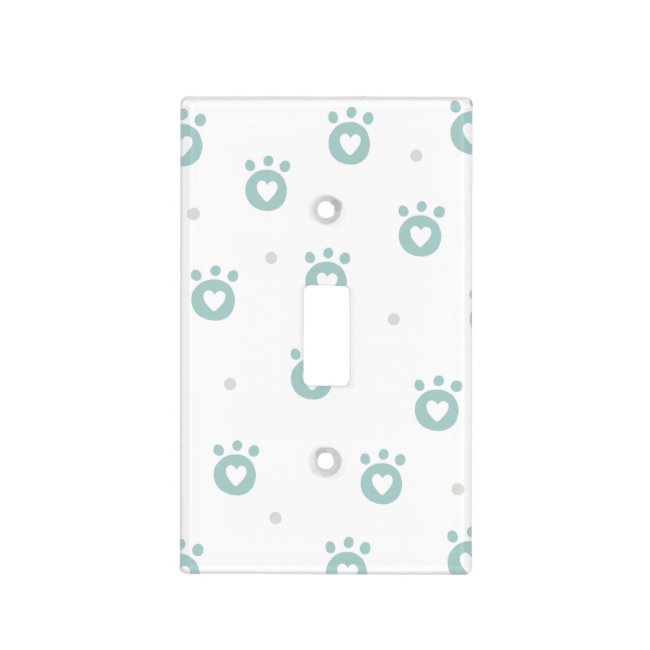 Cute Pet Paws w.Hearts Nursery Light Switch Cover