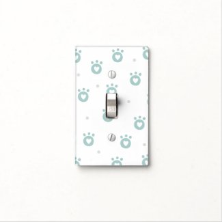 Cute Pet Paws w.Hearts Nursery Light Switch Cover