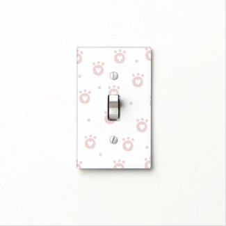 Cute Pet Paws w.Hearts Nursery Light Switch Cover