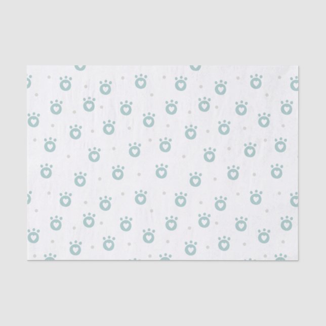 Cute Pet Paws with Hearts 10lb Tissue Paper, White Paper (Front)