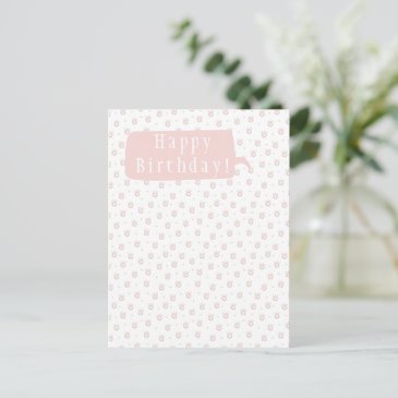 Cute Pet Paws with Hearts Birthday Postcard