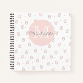 Cute Pet Paws with Hearts | Monogram Notebook