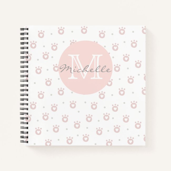Cute Pet Paws with Hearts | Monogram