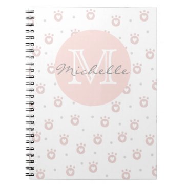 Cute Pet Paws with Hearts | Monogram Notebook