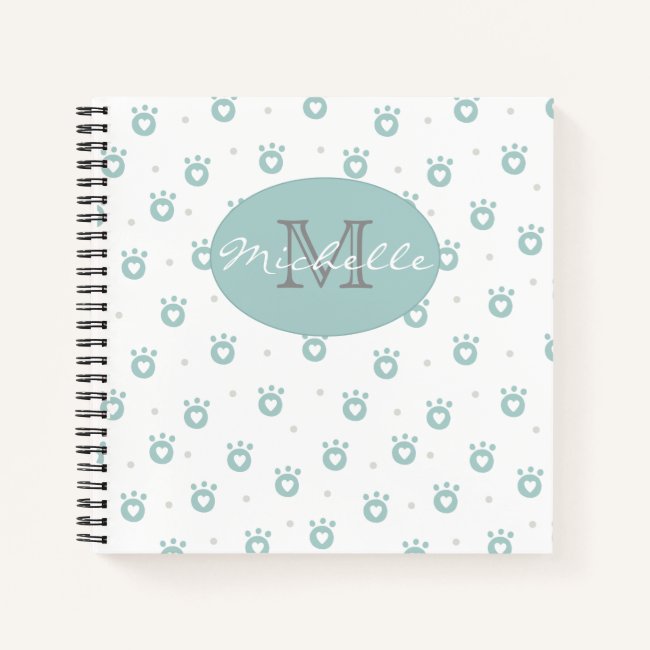 Cute Pet Paws with Hearts | Monogram