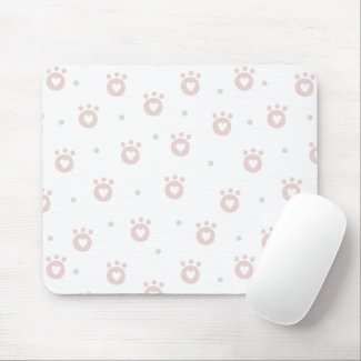 Cute Pet Paws with Hearts | Mousepad