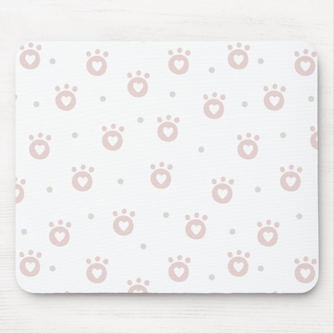 Cute Pet Paws with Hearts | Mousepad