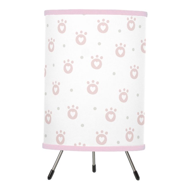 Cute Pet Paws with Hearts | Nursery Tripod Lamp
