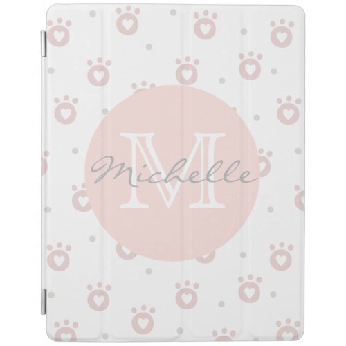 Cute Pet Paws with Hearts Personalized iPad Cover