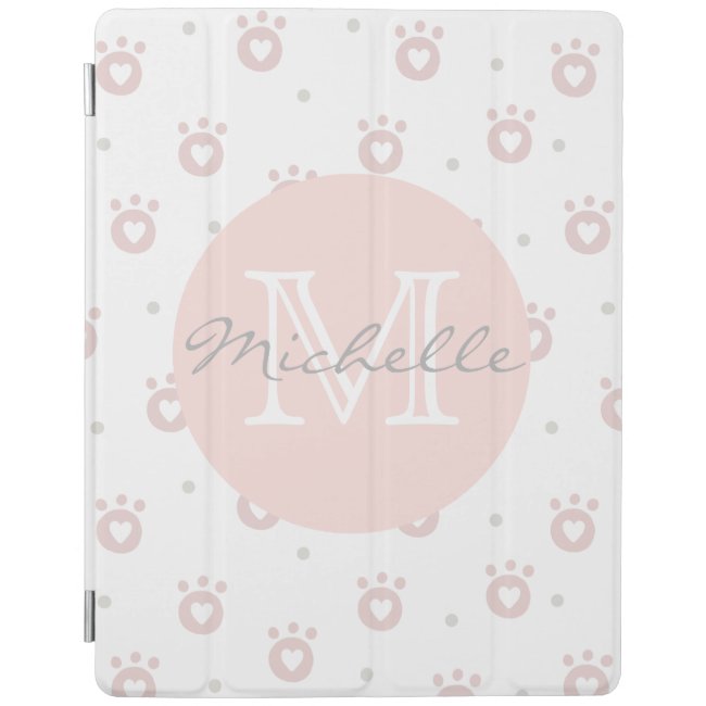 Cute Pet Paws with Hearts Personalized iPad Cover