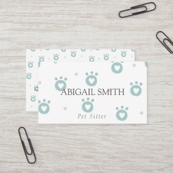 Cute Pet Paws with Hearts Pet Sitter Business Card